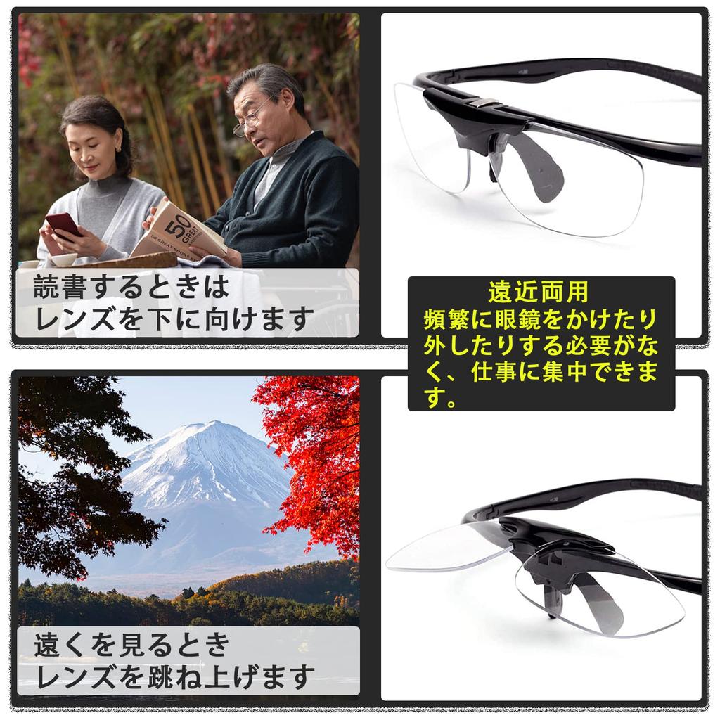 ESAVIA Magnifying Blue Light Magnifying for Detailed Newspaper Fishing Flip-Up Glasses, 1.0-3.0x Magnification, Blocking, Bifocal, Eyeglasses, Work,