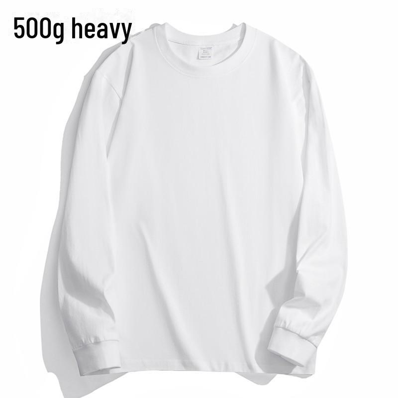 Schweres 500g Langarm-T-Shirt aus reiner Baumwolle für Herren, Braun – Perfekt für Paare im Frühling und Herbst