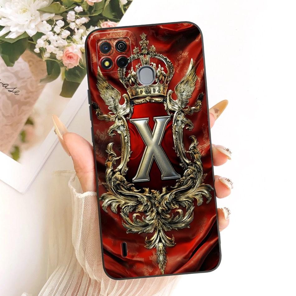 

For ITEL A57 W6004 A611W Feather Crown Initial Letter Phone Case For ItelA57 A57 Pro Shockproof Soft Silicone Covers Bumpers Itel A57 (W6004)