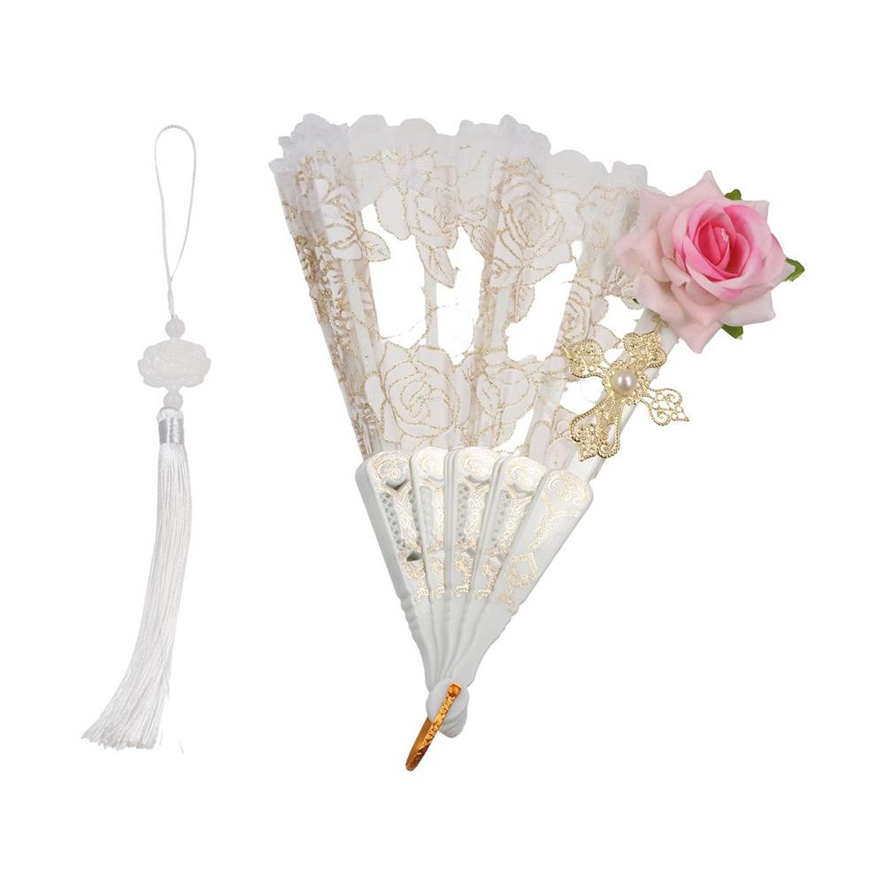 Prop Dark Gothic Court Gorgeous Dance Hand Fan Lace Rose Folding Fan Folding Fan Lolita Lace Fan