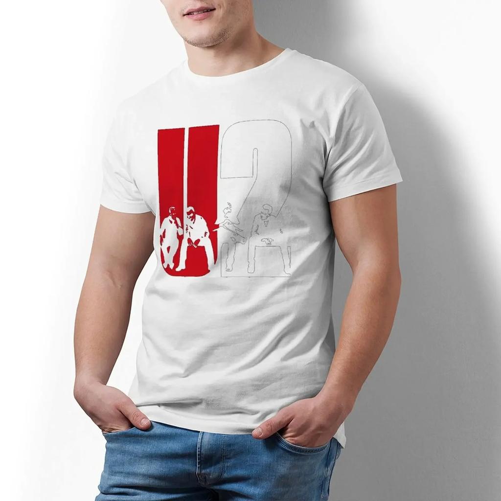 Cute Tee Shirt For Men Printed Clothing Big Size U2 Design T-Shirt Summer Irish Rock Band Vintage T Shirts Casual Streetwear