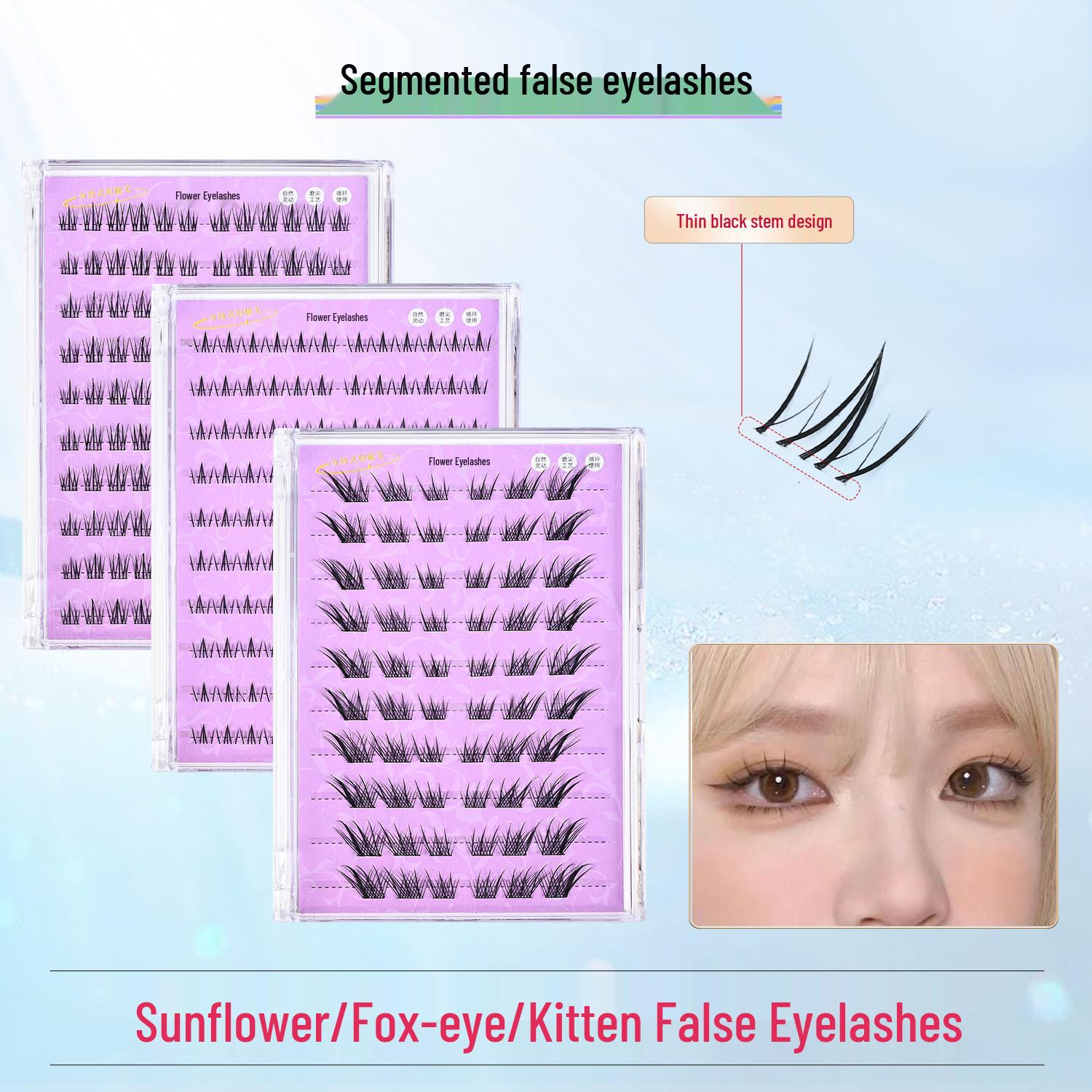 

Segmented Sunflower False Eyelashes - Natural Fox Eye Lower Lashes