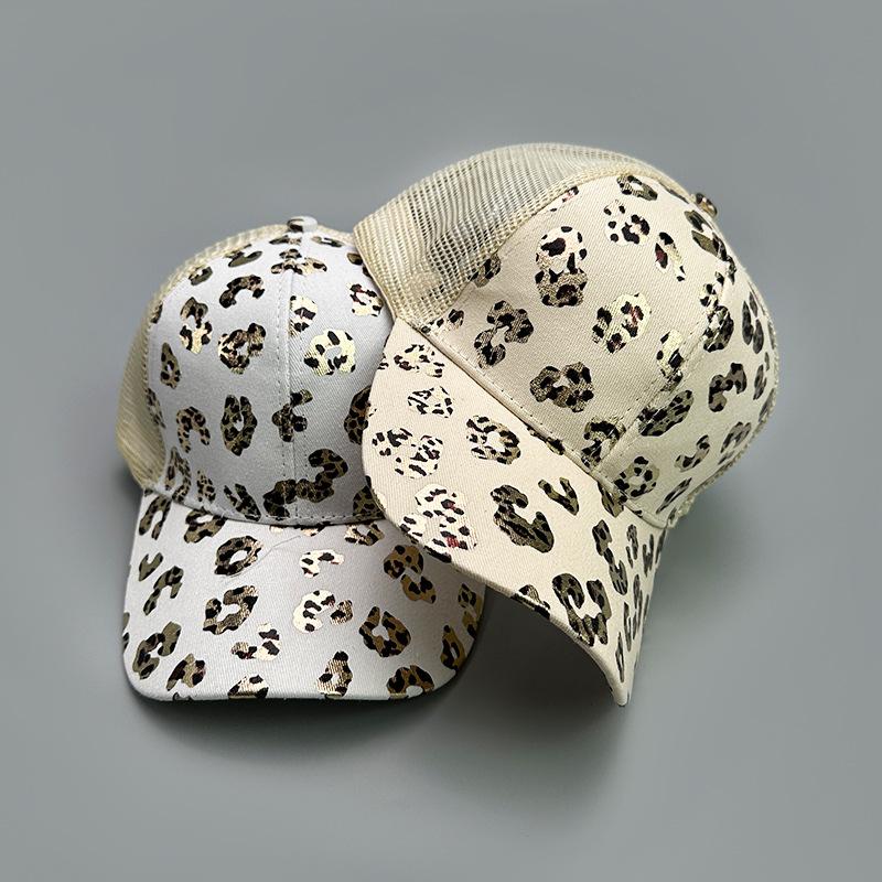 Cross Ponytail Bronzing Print Leopard Print Baseball Cap Women'S Fashion Sunshade Breathable Cap