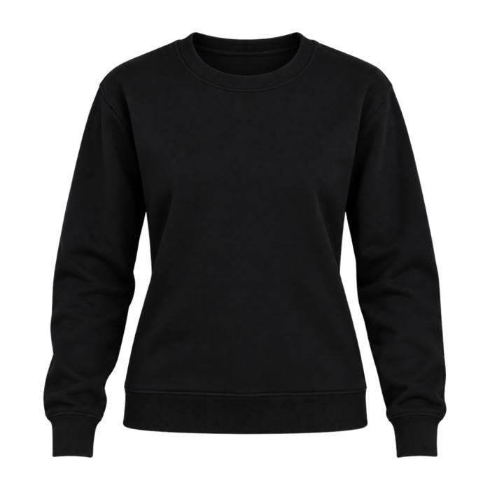 Sweat Femme Noir Col Rond en Coton – Molleton Gratté 290 g/m² - Noir