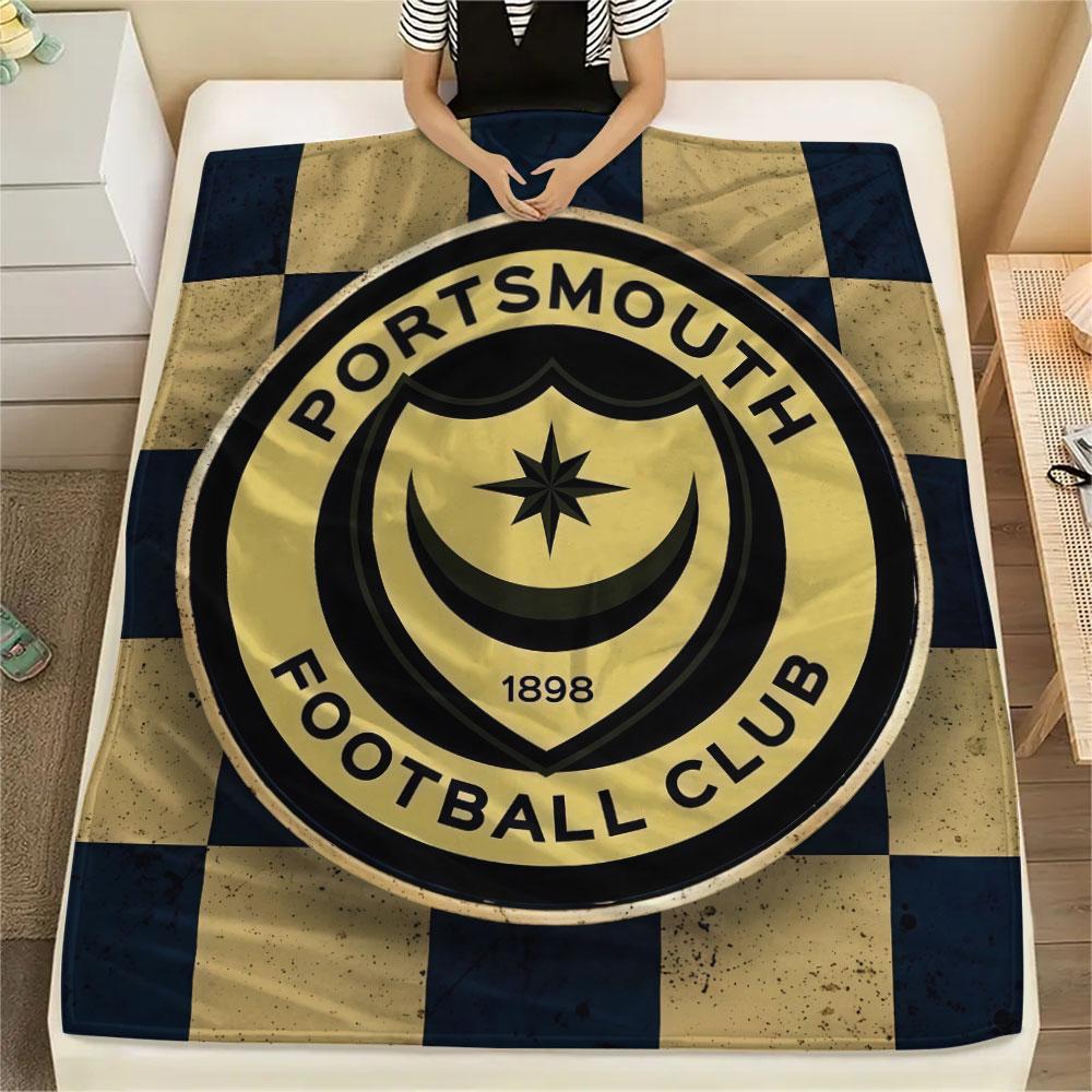 1PC Portsmouth Football Club Patterned Flannel Blanket Suitable For All Seasons for Home Decor Warmth and Comfort Gifts Holiday Present