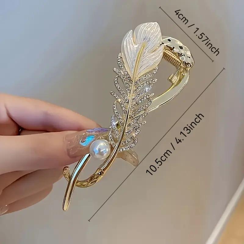 Vintage Style Rhinestone Hair Clip - Zinc Alloy Feather Design, Suitable for Daily And Party Wear