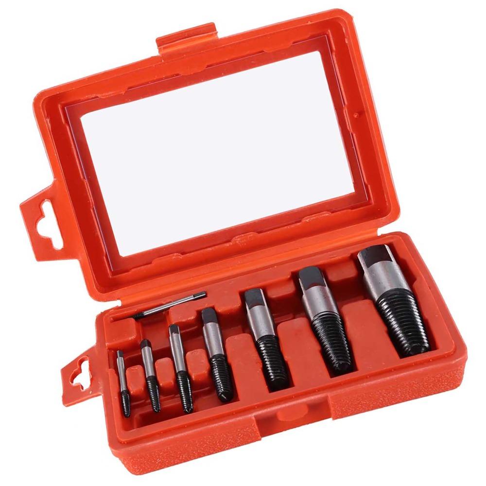 8pcs Easy Out Design Bolt Extractor Set Carbon Steel Broken Bolt Remover Plumbing Maintenance