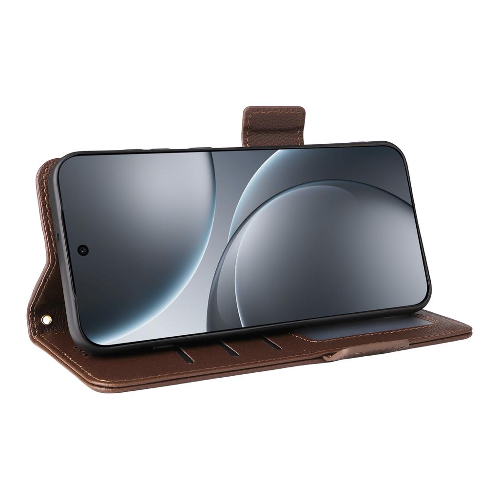 For Oppo Find X9 5G Case Litchi Texture Wallet Leather Phone Cover with Wrist Strap