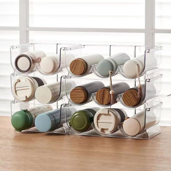 Stackable Cup Rack Multi-Tier Display Stand for Mugs Glasses Thermal Cups Sports Bottles Space-Saving Kitchen Counter Organizer