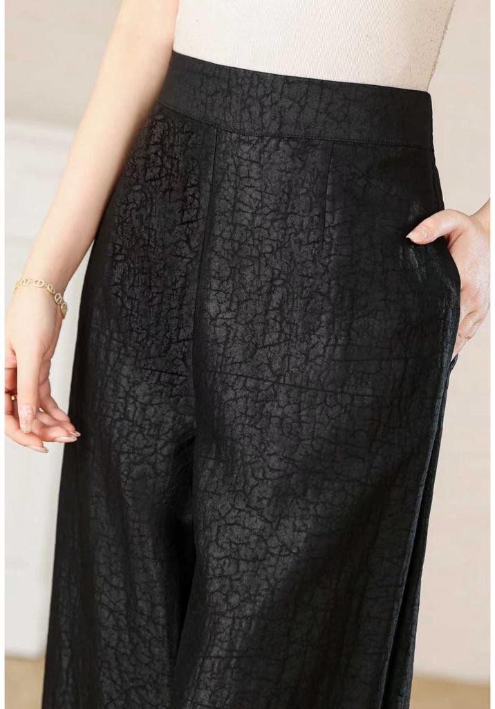 2026 Mulberry Silk Xiangyunsha Cracked Pattern Straight-Leg Pants - 100% Real Silk, Good Drape, Versatile Casual Fashion