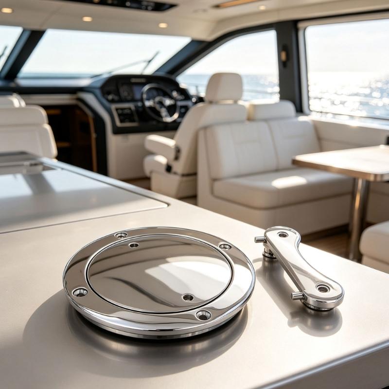 316 Stainless Steel Marine Access Cover with Flush Mount Frame and Threaded Lid for Boat Deck Inspection Openings