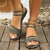 New large size woven belt flat sandals women's European size elastic band light beach cool slippers wish