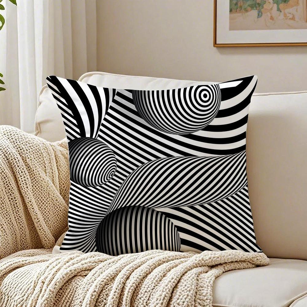 Minimalist Black and White Geometric Lines Cushion Cover Pillowcase Antidustmite Living Room Sofa Decor Cushion Room