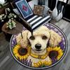 Poodle Round Area Rug,Carpet Rug for Living Room Bedroom Sofa Playroom Decor,Non-slip Floor Mat