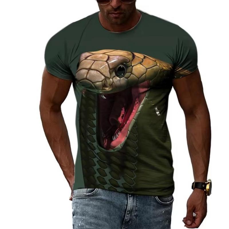 Horror King Cobra Graphic T Shirt Men 3D Printed Snake T-shirt Casual Streetwear Men Clothing Summer O Neck Tops Tee