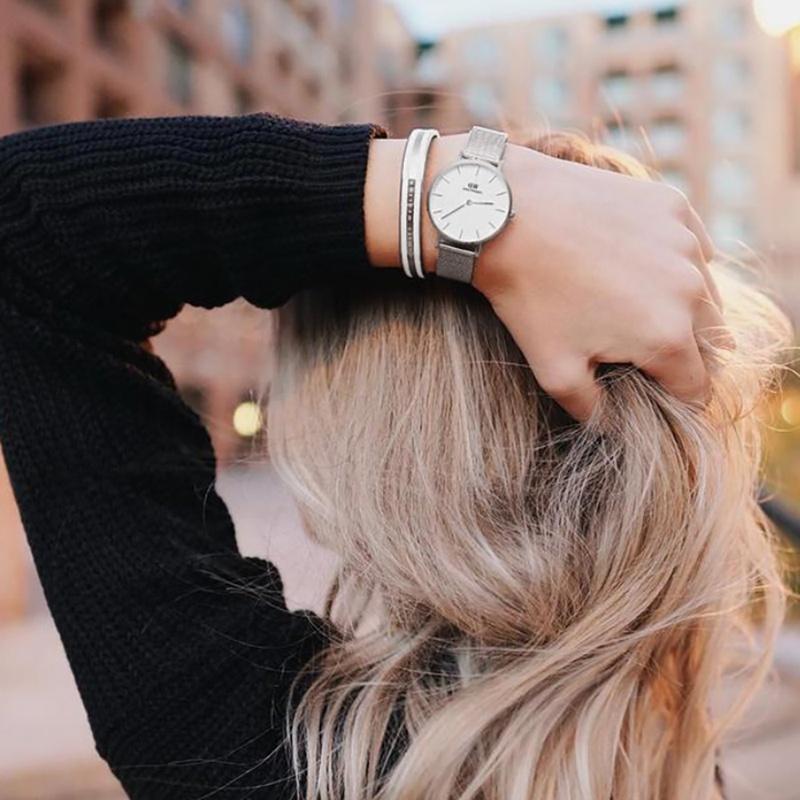 Daniel Wellington Fluid gold watch, quartz movement, stainless steel strap, 28mm white dial, women's watch, watch DW00100220