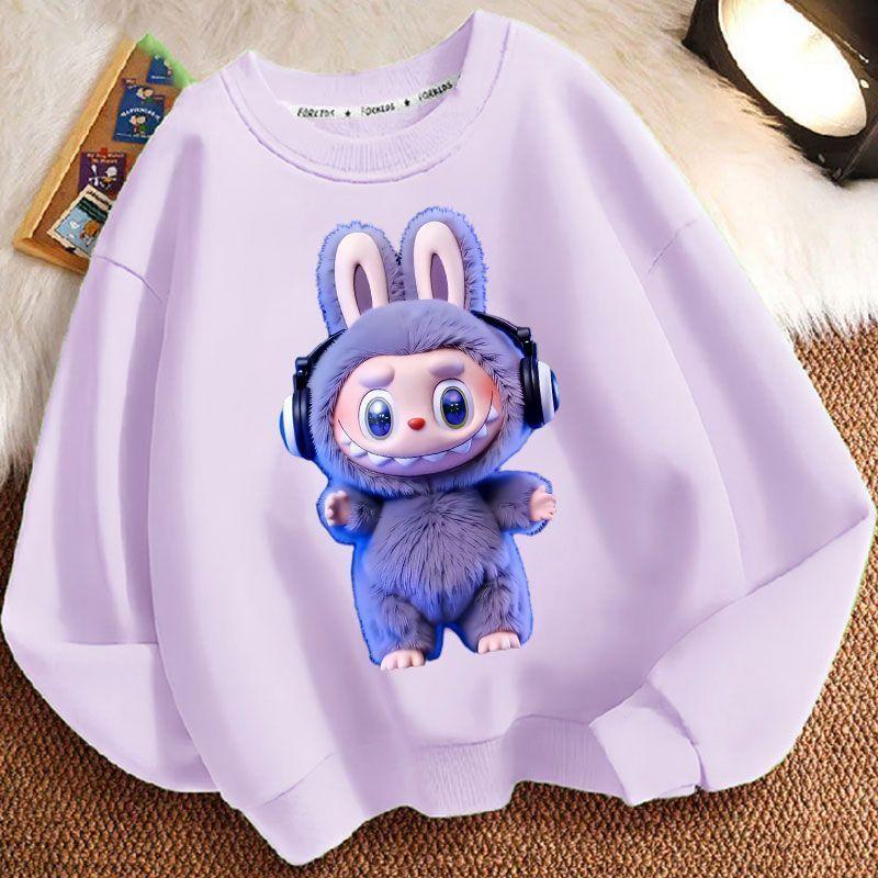 29/5000 Children's LBB Cartoon Hoodie, Long-sleeved Loose Round-neck Hoodie for Boys and Girls Spring and Autumn
