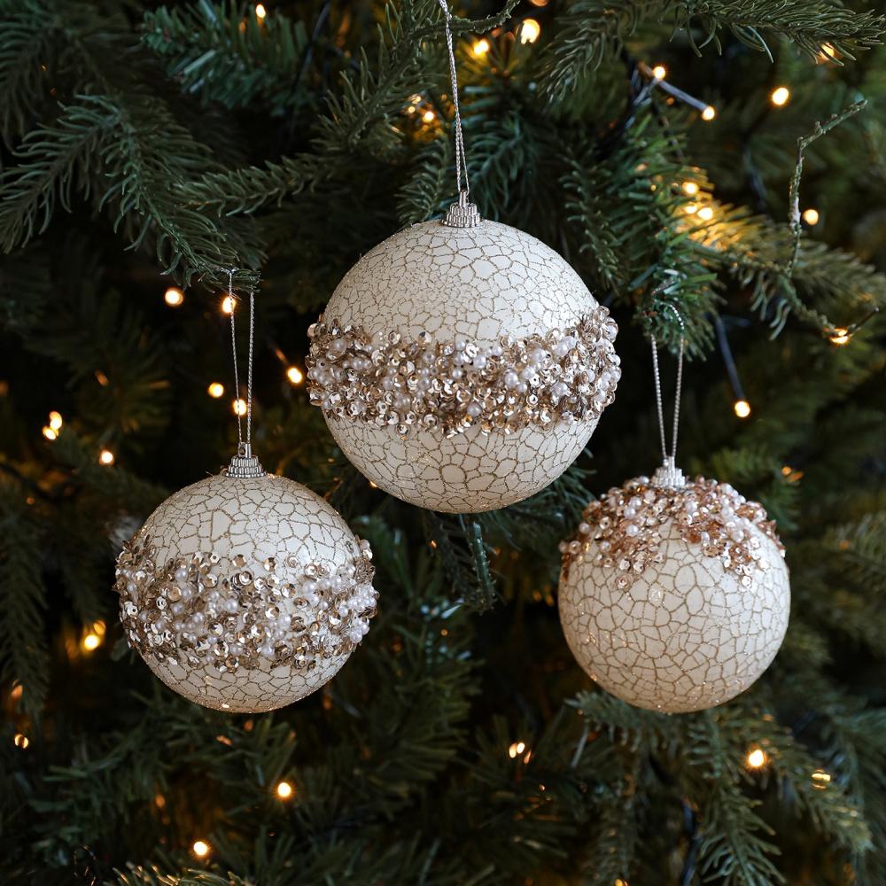 Glitter Christmas Balls Decorative Pearl Sequin Foam Ball Foam Christmas Ball Gold Christmas Ball Ornaments For Home Decoration