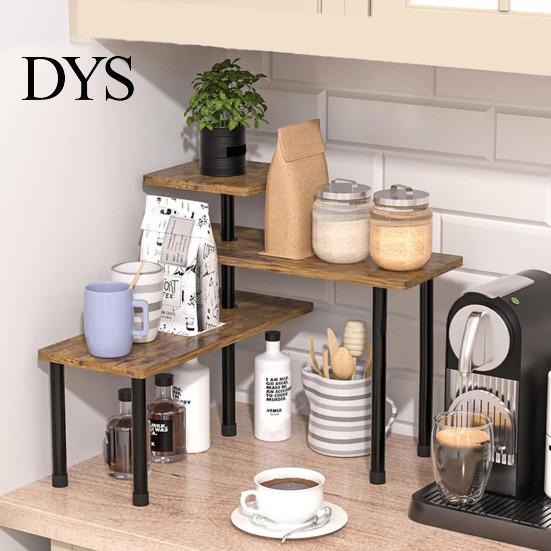 Multifunctional Corner Shelf Kitchen Storage 3 Tiers Great Load Bearing Wide Platform Wooden Spice Tier Rack Bottle Jar Holding Stand Organizer