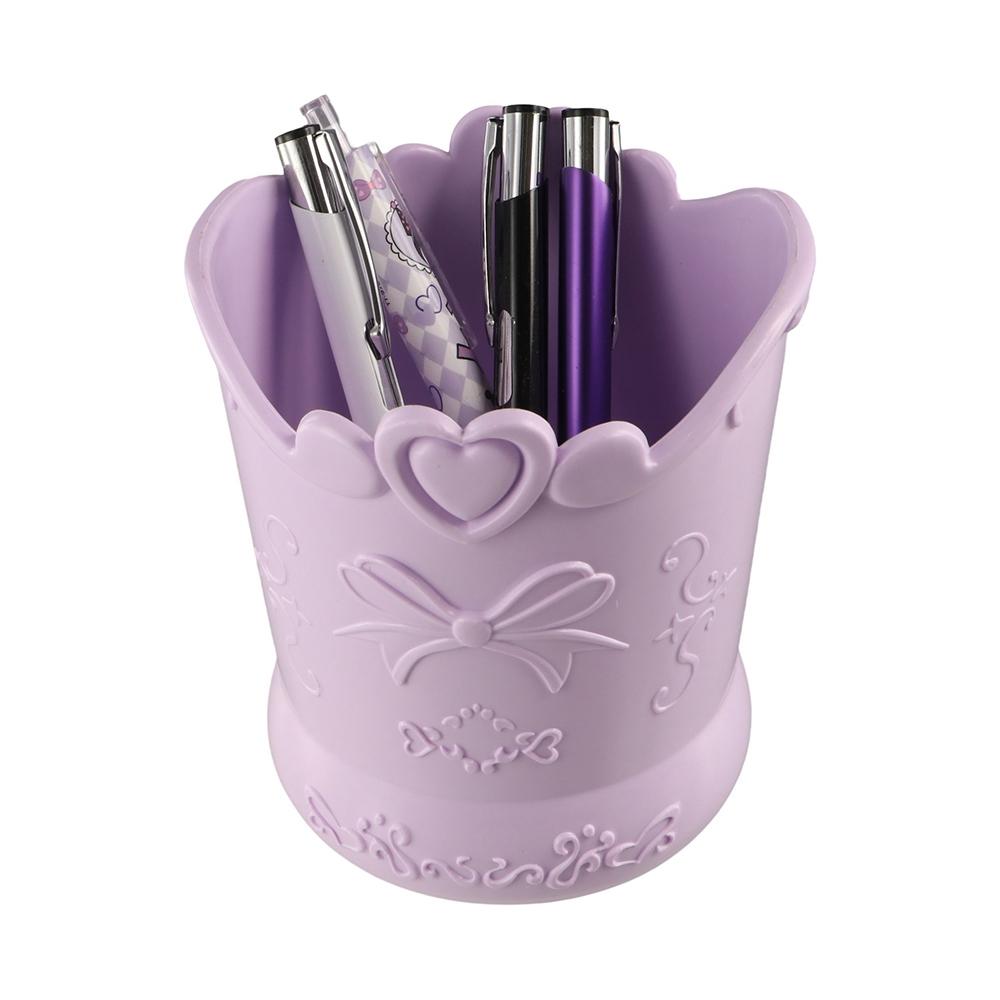 Candy Color Cute Bow Pencil Holder Heart Stationery Container Kawaii Carved Pen Case  Student