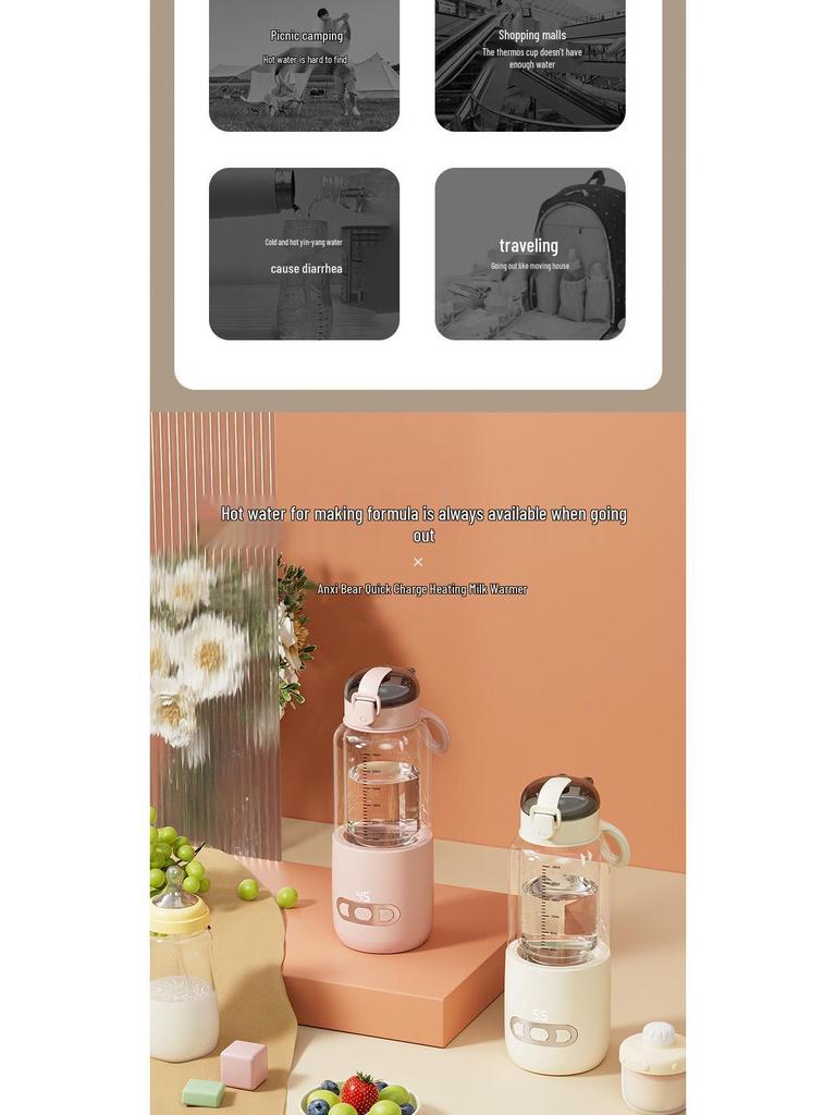 Bao Di Ni Portable Wireless Baby Formula Kettle - Constant Temperature Water & Mixing Cup
