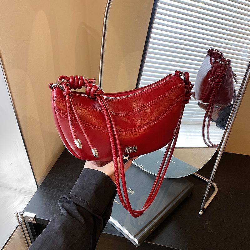 

Soft leather dumpling bag New women s bag Fashion double shoulder half crescent bag Crossbody shoulder bag Handbag bag