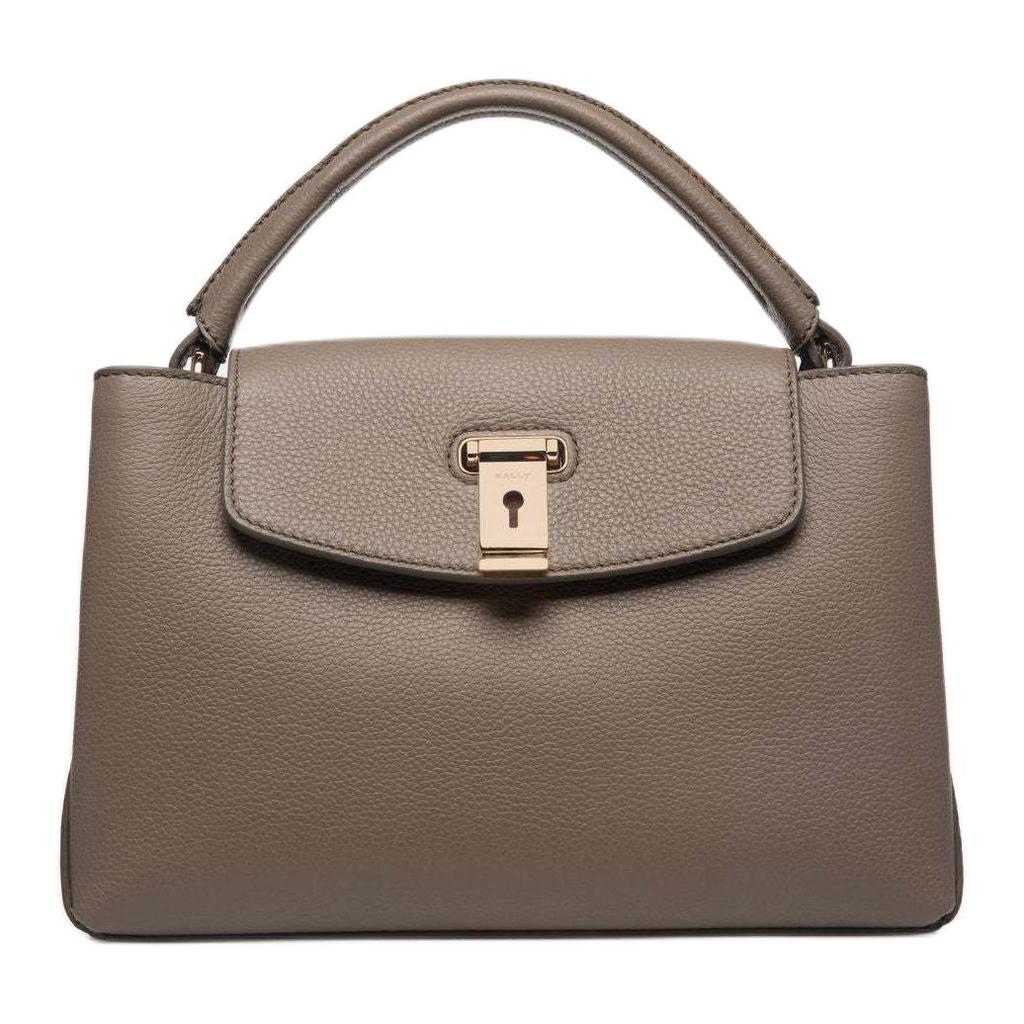 Bally Lock Me Gold Hardware Adjustable Detachable Shoulder Strap Pebbled Calfskin Crossbody Handbag Small Women Handbags Brown 6308614