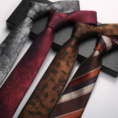 Cravatta Motivo Abbigliamento Formale Uomo Professionale Business Britannico Retrò Rigata Color Caffè Fatta a Mano 8Cm Cravatta