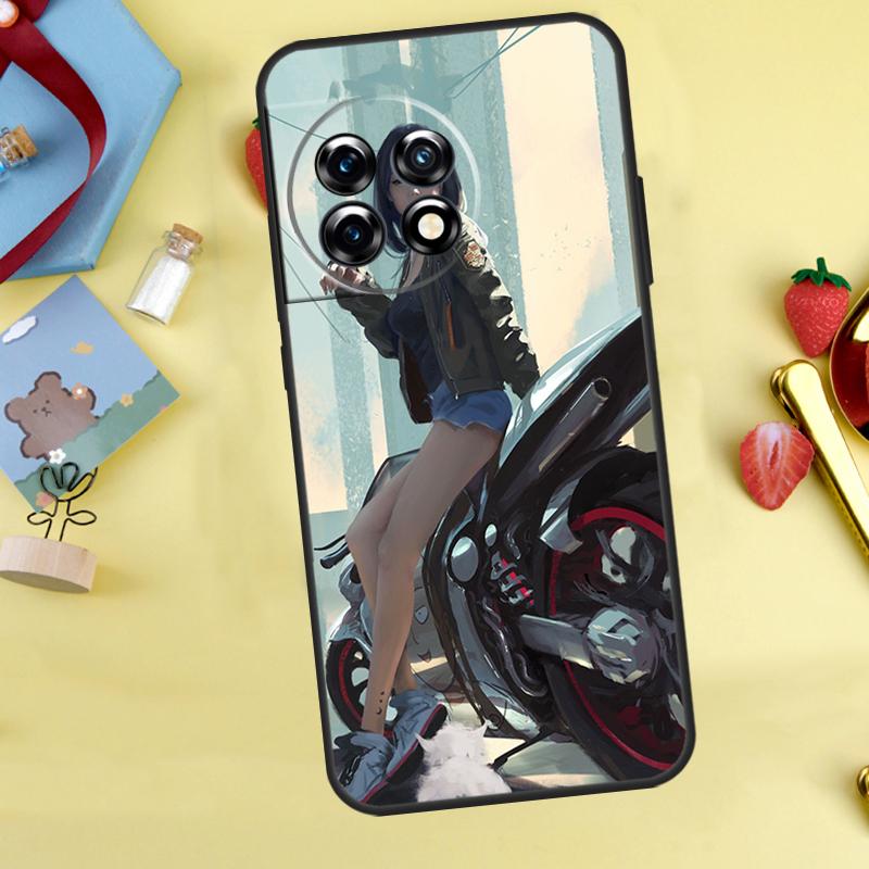 Motorcycle Girl Anime Case For OnePlus 13R 12R 13T 15 13 12 11 10 9 10R 10T 8T Nord 5 CE 4 2 3 Lite N20 N30 Cover