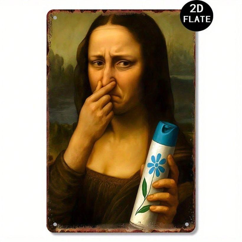 

Metal Poster Mona Lisa Retro Humor Bathroom Wall Decor