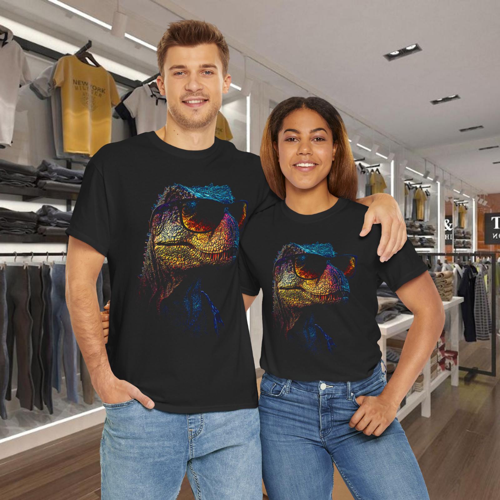 Dinosaur Sunglasses Motif Artwork Dinosaur Cotton Unisex T-Shirt Mens Womens Tees Top M