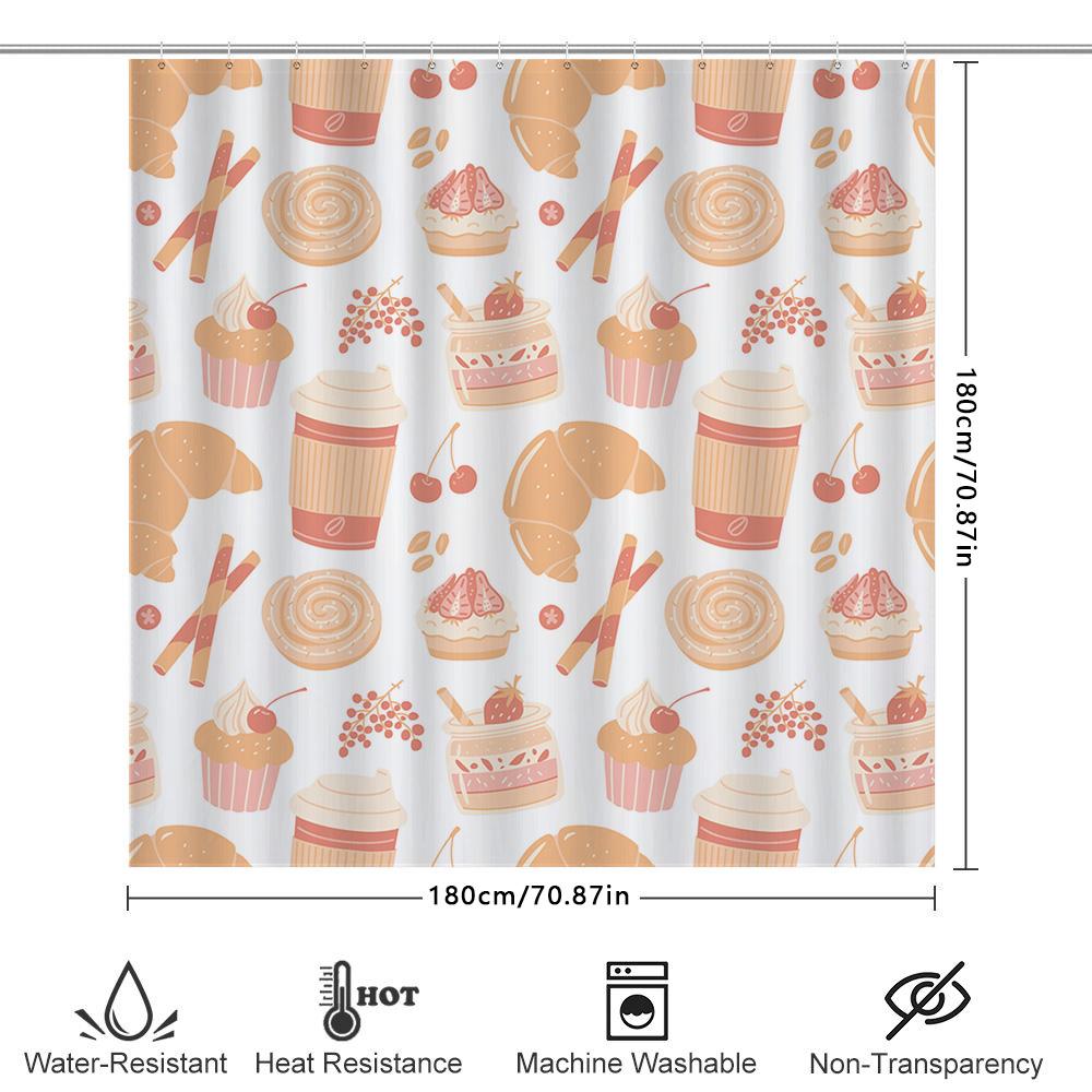 Pink Cupcake Candy Shower Curtain 3D Printed Waterproof Home Decor For Bathroom Decorations Kids Room Decoration Set (160 X 180C