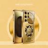 Circular Letter S Pattern Gold Glass Phone Case Suitable for Samsung Galaxy S26 S25 S24 S22 S21 S20 FE Ultra Plus Shockproof