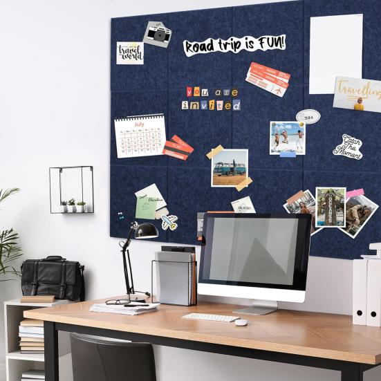 12Pcs Cork Bulletin Boards 30x30cm Adhesive Backing Message Board Wall Mount Photo Display Note Organizer for Home Office Classroom,