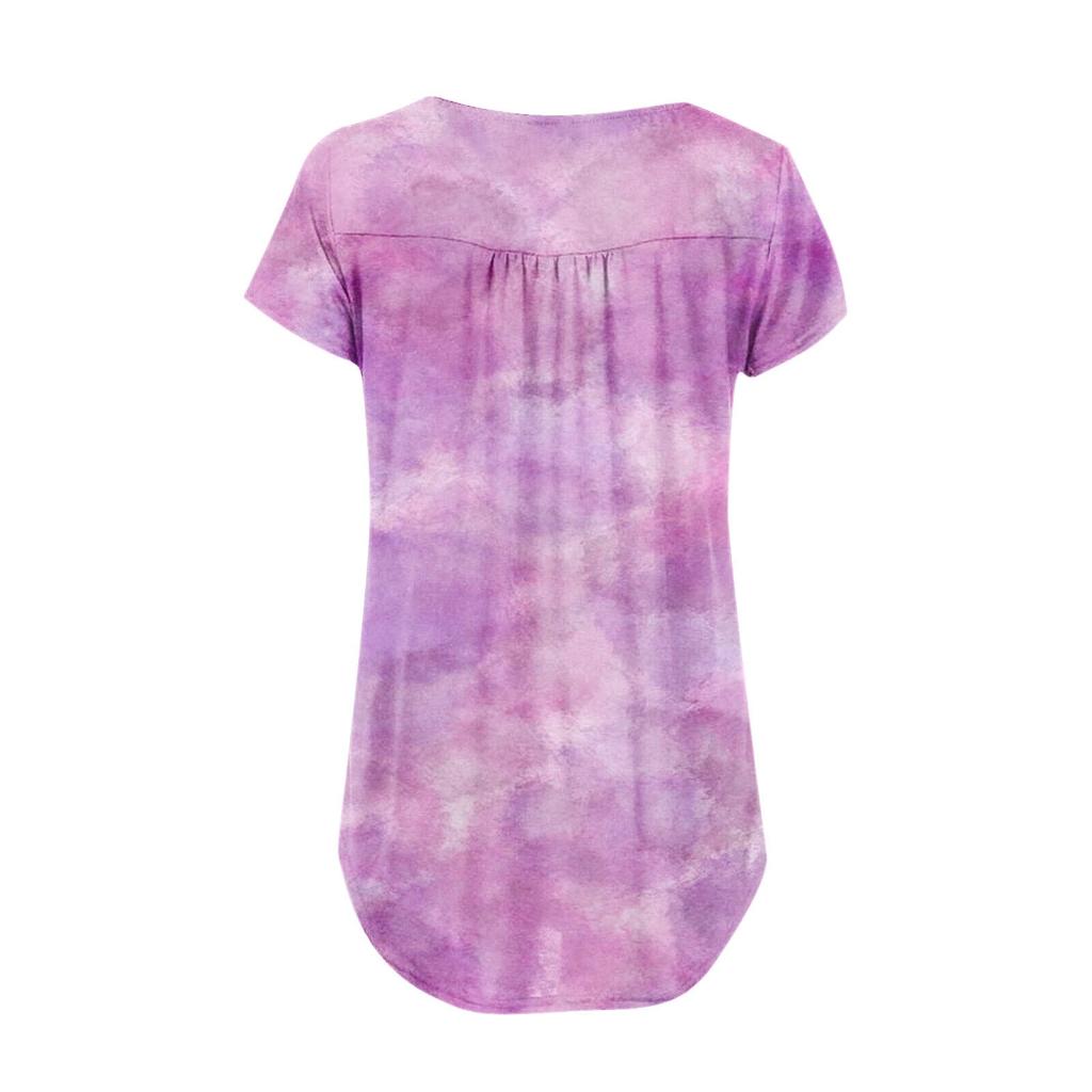 Damen-Pullover, lässig, modisch, Übergröße, bedruckt, kurzärmelig, Knopfleiste, V-Ausschnitt