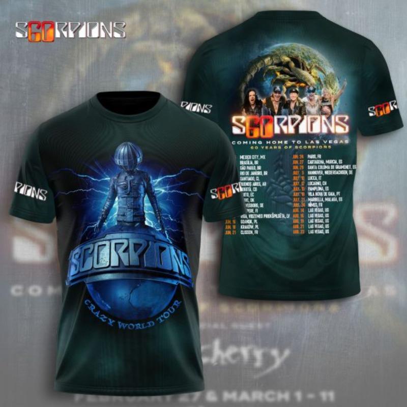 Neues Klassisches Scorpions Rockband 3D Druck T-Shirts Herren Damen Hip Hop Kurzarm T-Shirt Sommer Übergroß Streetwear Oberteile