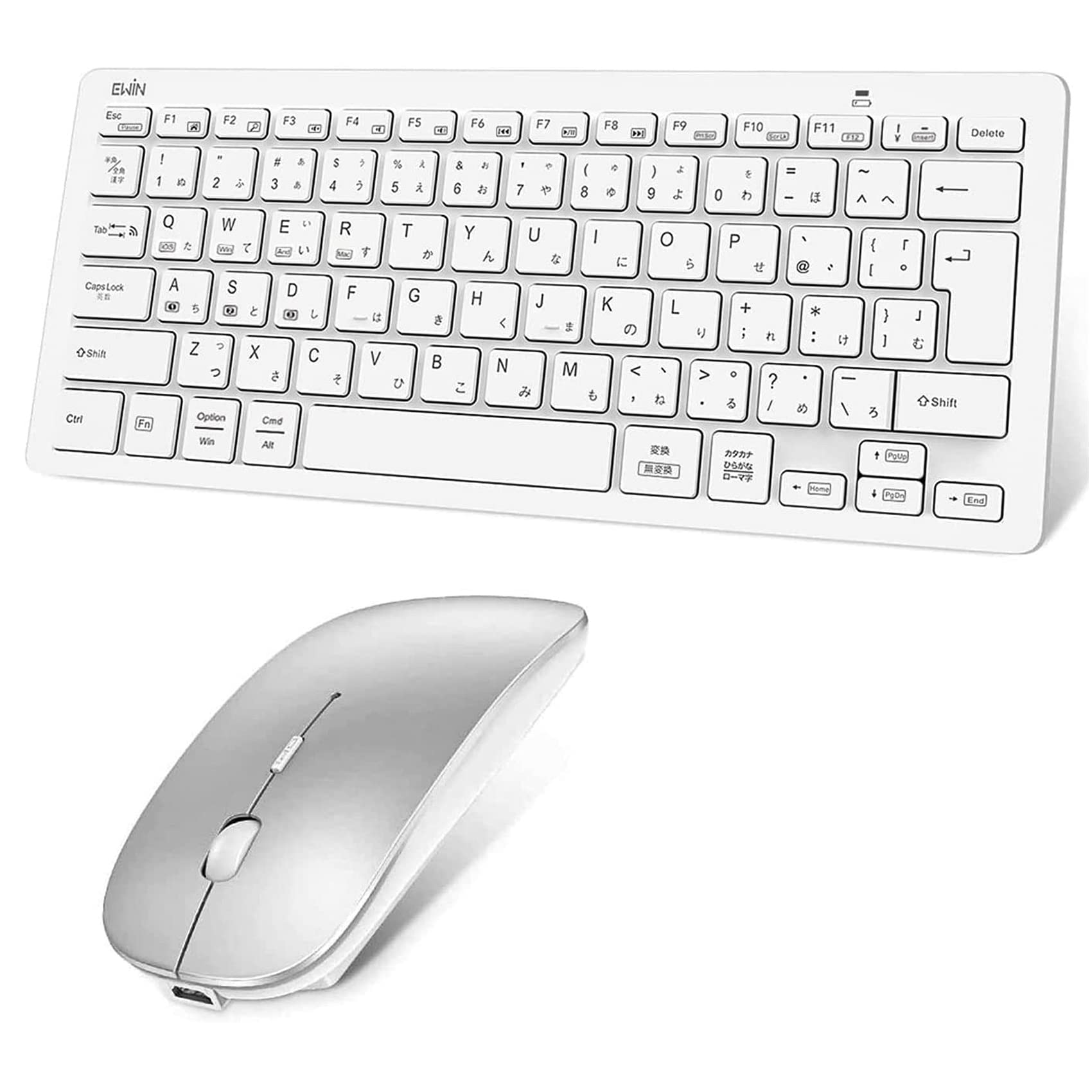 

Ewin Japanese keyboard and wireless mouse Bluetooth compatible with four three devices can be freely switched Bluetooth with set, keyboard, systems білий