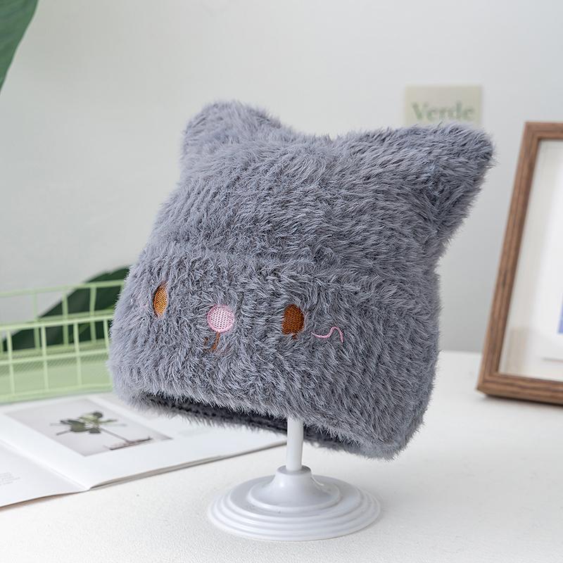 New Cute CAT EAR Beanie Faux Fur Winter Hats For Women Fashion Outdoor Dandy Knit Hat Warm Cap For Girl Gifts