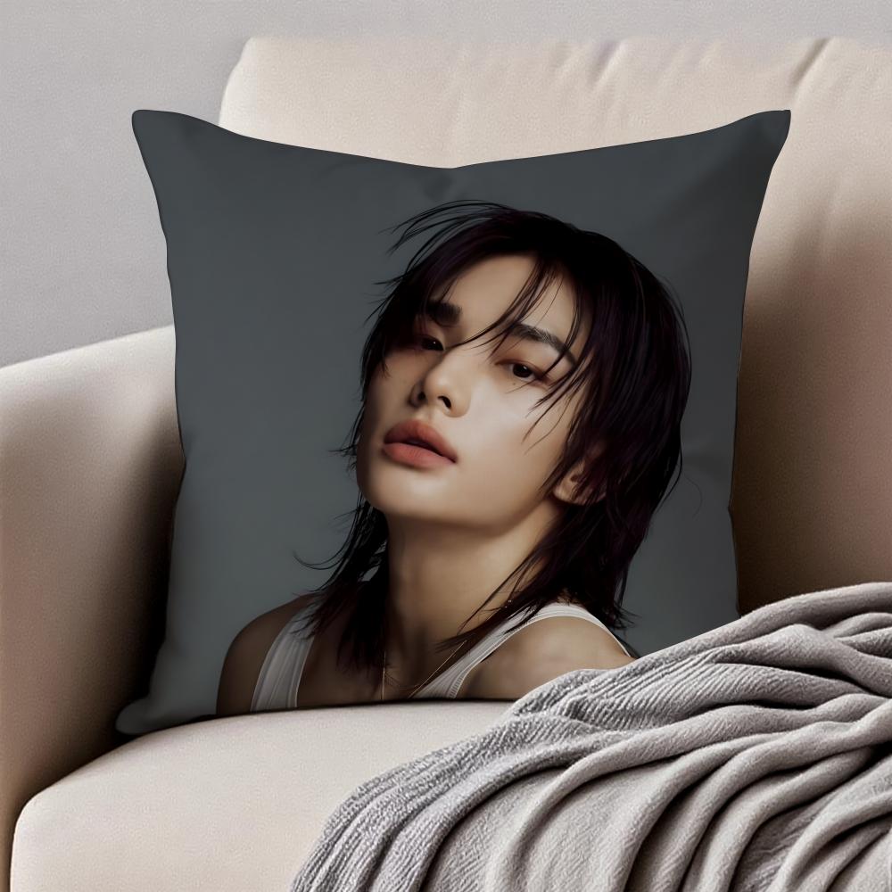 Handsome Kpop Idol HHwang HyunJin Cushion Cover Pillowcase Antidustmite Invisible Zipper Short Plush Sofa Cushion