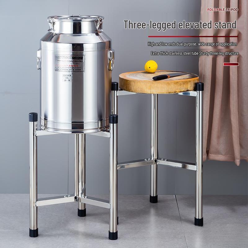 Stainless Steel Wheeled Multi-Purpose Rack: Soup Pot, Insulated Bucket, Cutting Board, & Hot Water Storage