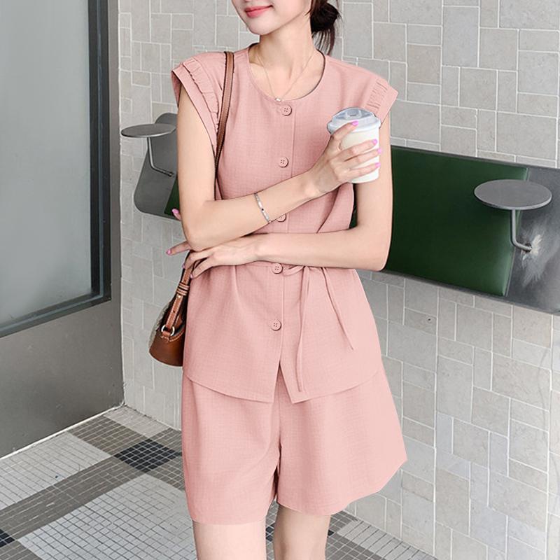 ZANZEA Women Sleeveless Tank Tops and Shorts Summer Two Piece Suit Sets