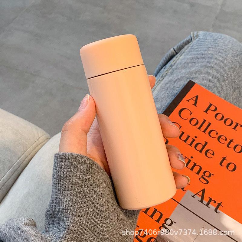 Frosted Mini Thermos Cup For Women, Small And Portable With Tea Compartment, Simple Small-Capacity Water Cup, Portable Pocket Cup