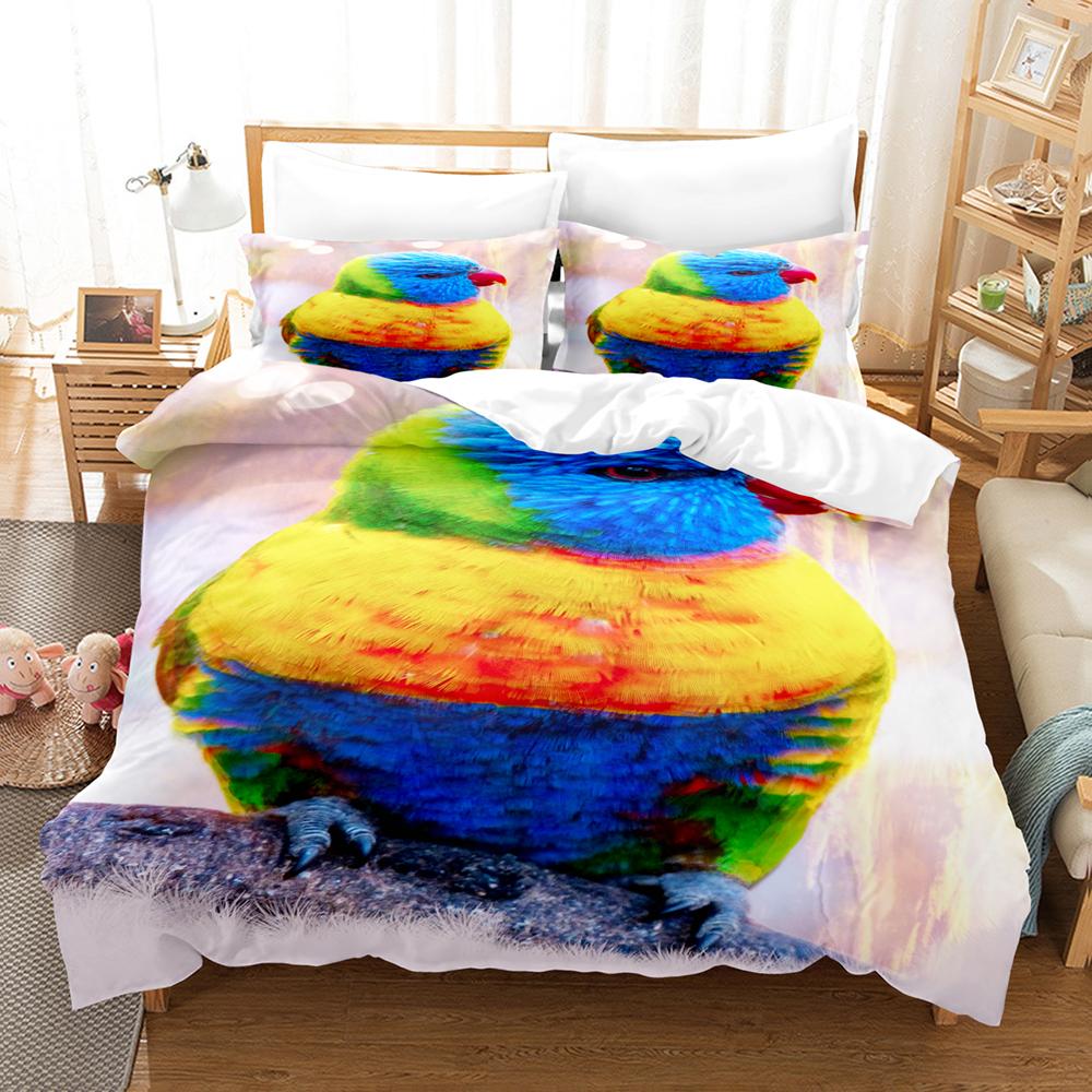 3D Animal Bedding Set Parrot Pattern Duvet Cover Set Microfiber Quilt Cover With 1/2Pillowcase King Queen Twin Luxury Bedclothes