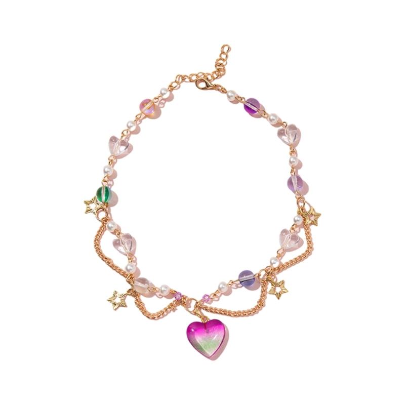 Handmade Crystal Beaded Necklace/Bracelet Stylish Colorful Bead Accessory Fashionable Jewelry for Girls and Women