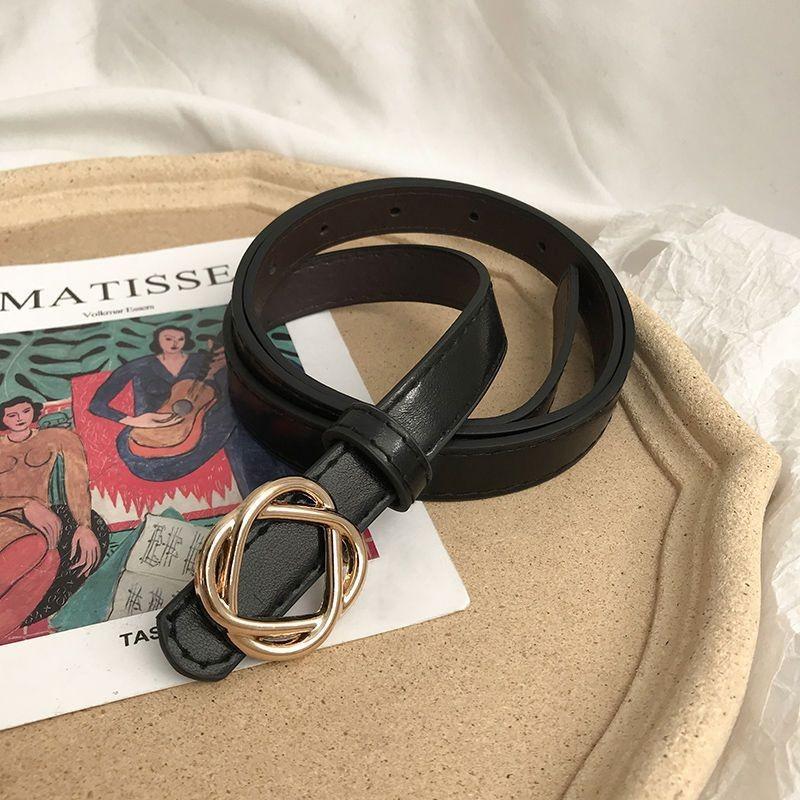 

Гладкий модный ремень с пряжкой для женщин, идеально подходящий для осенних нарядов, многослойности и чёрный