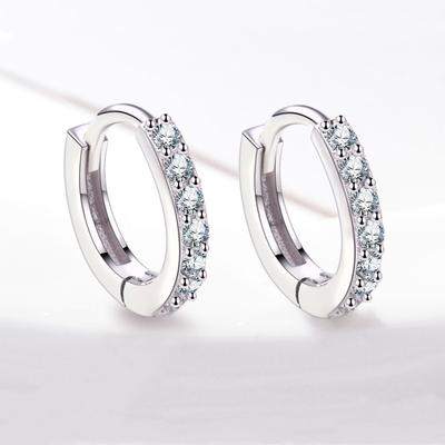 S925 Prata Esterlina Japonês e Coreano Diamante Única Linha Diamante Brincos Clipe de Orelha Brincos Círculo Retro Feminino Brincos de Luxo Leve