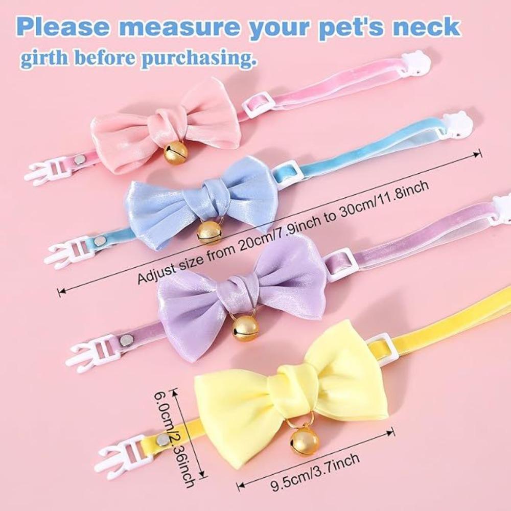 Mignon Collier Chat Coloré Poire Lustré Anti-étouffement Nœud avec Clochette Promenade Extérieure Velours Collier Animal Chat Chien