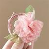 Pink Flower Ribbon Hair Band Women Girls Bowknot Ponytail Holders Hair Ropes Girls Korean Fashion Hair Accessories Headwear Blue