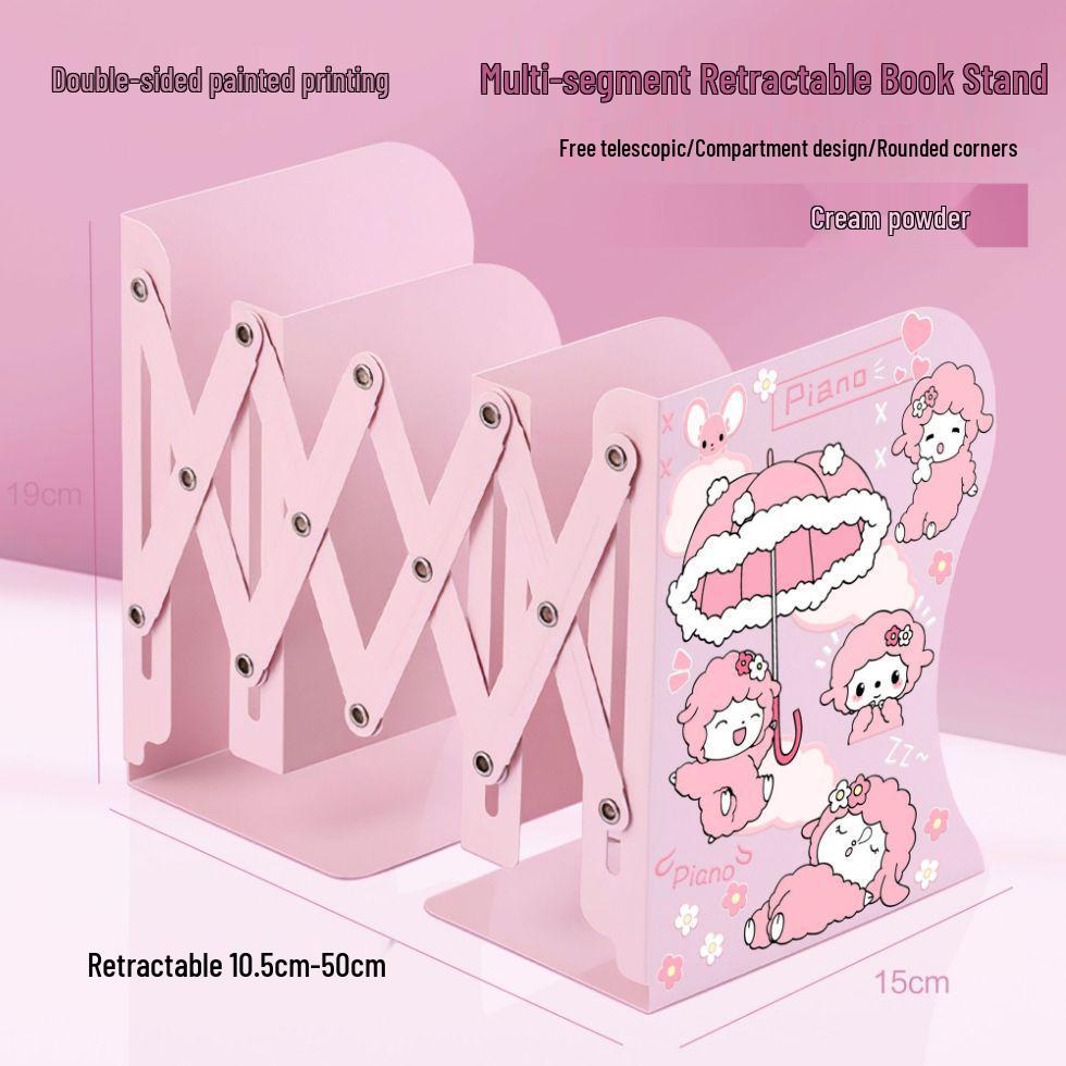 Little Sheep Cartoon Piano Desktop Organizer: Retractable Folding Bookshelf & Thickened Book Clip for Students
