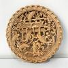 Diameter 27cm/10.8" Chinese style camphor wood carving circular decoration living room entrance background wall pendant